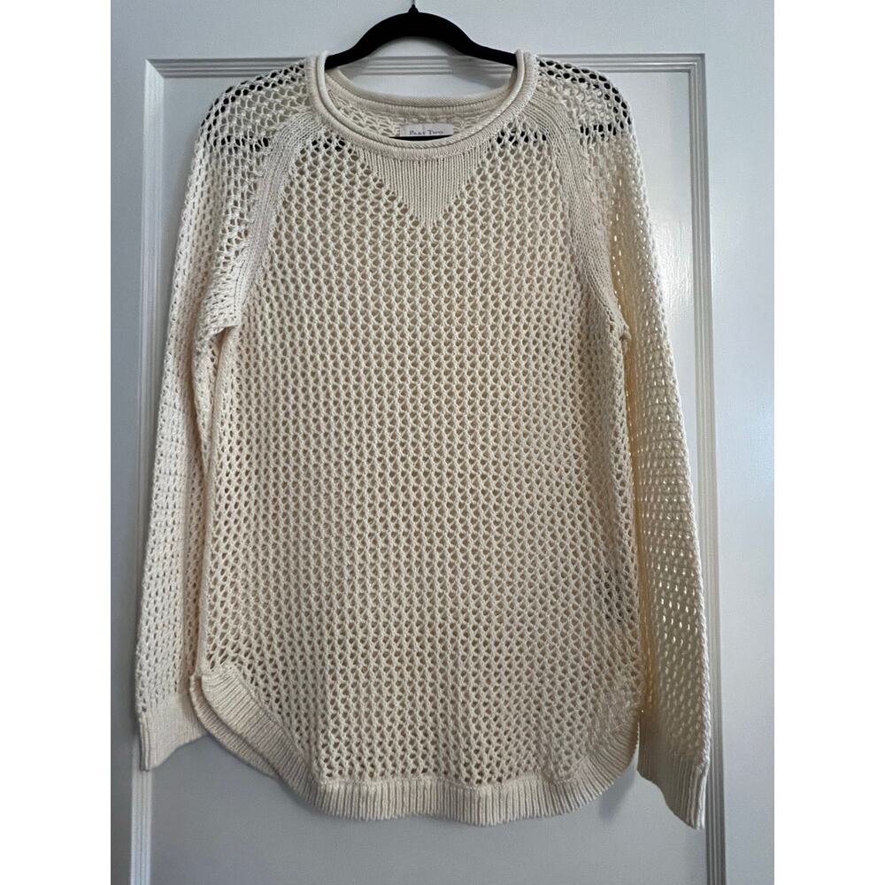 PART TWO Copenhagen Cream Open Knit Long Sleeve Pullover Sweater Size L NWOT✨